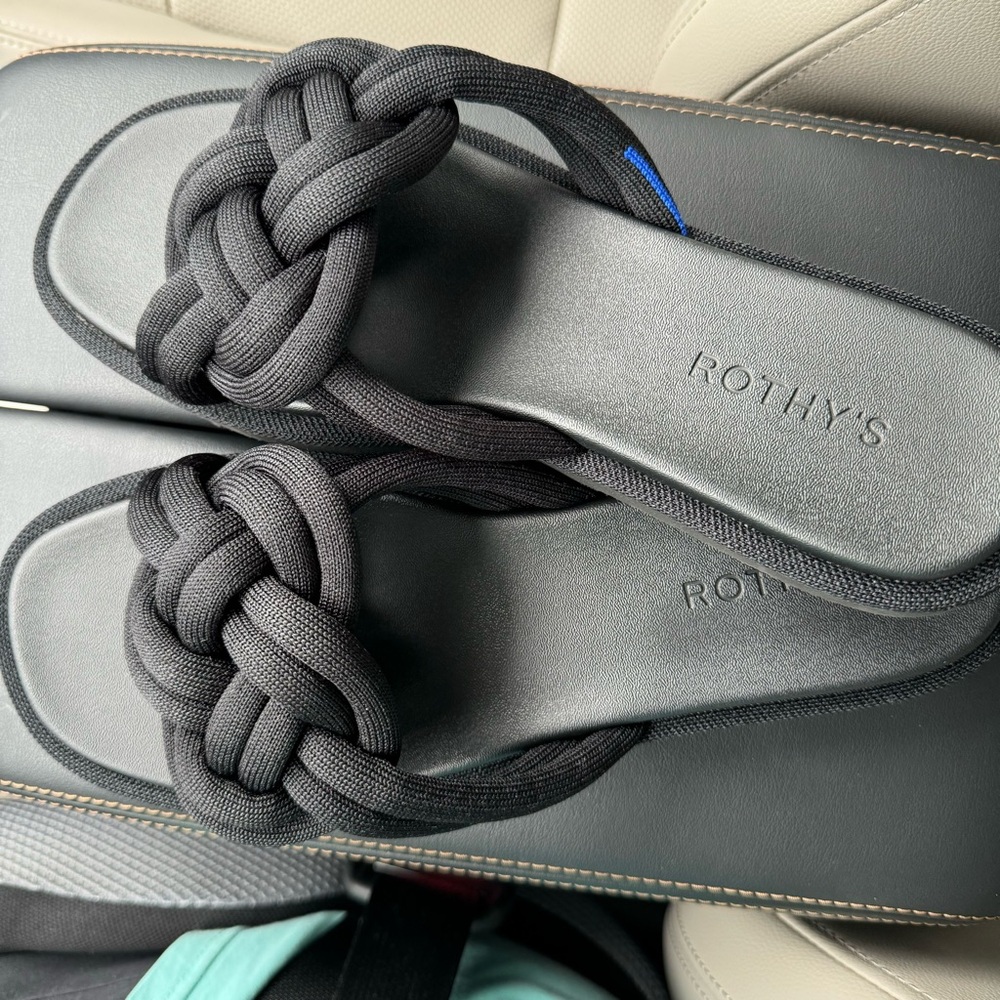 Rothy's Black Braided Sandals Modern Design